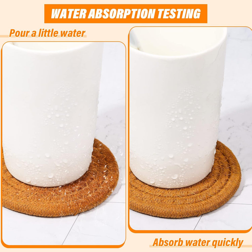 Drink Coasters Set of 8, Cotton Woven