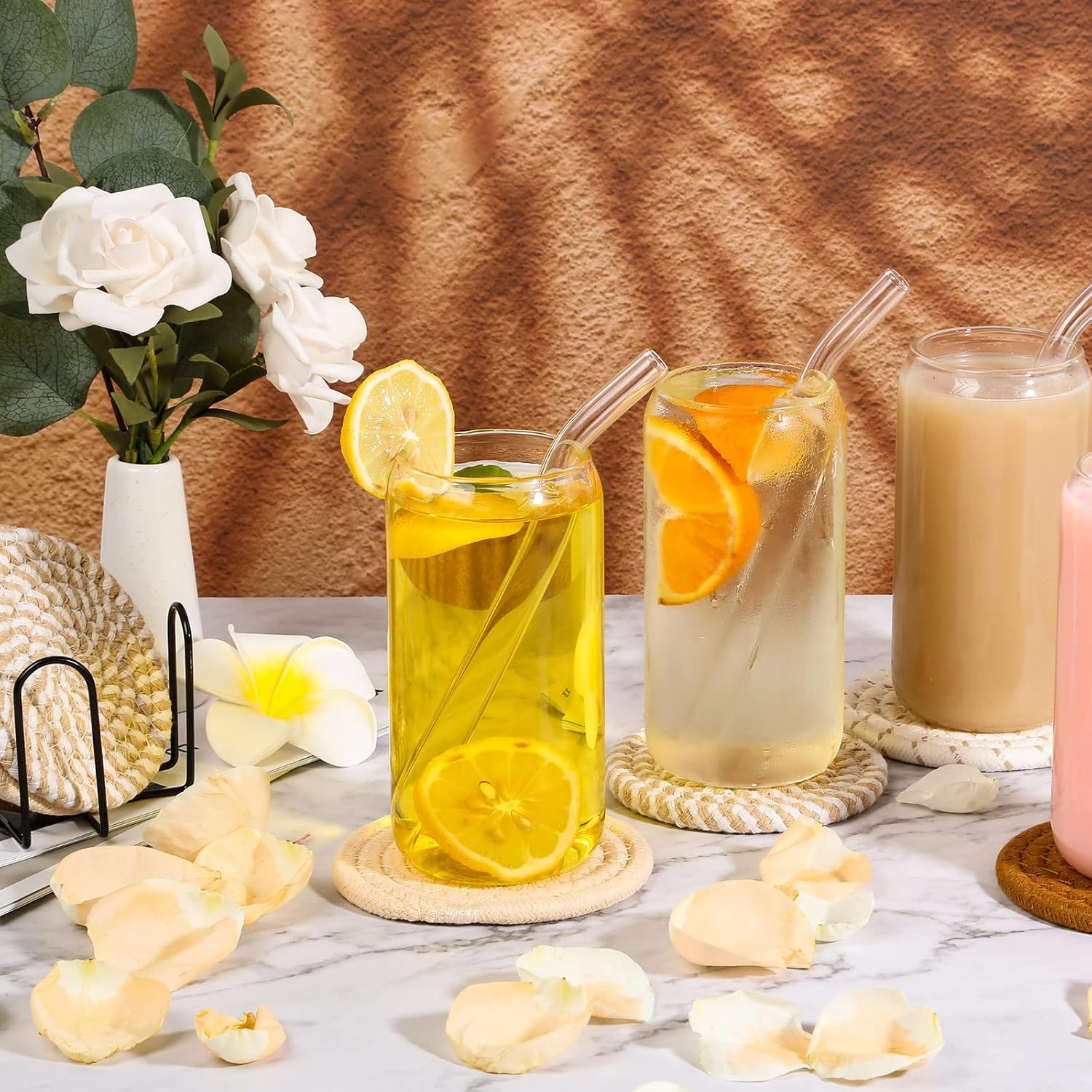 Drink Coasters Set of 8, Cotton Woven