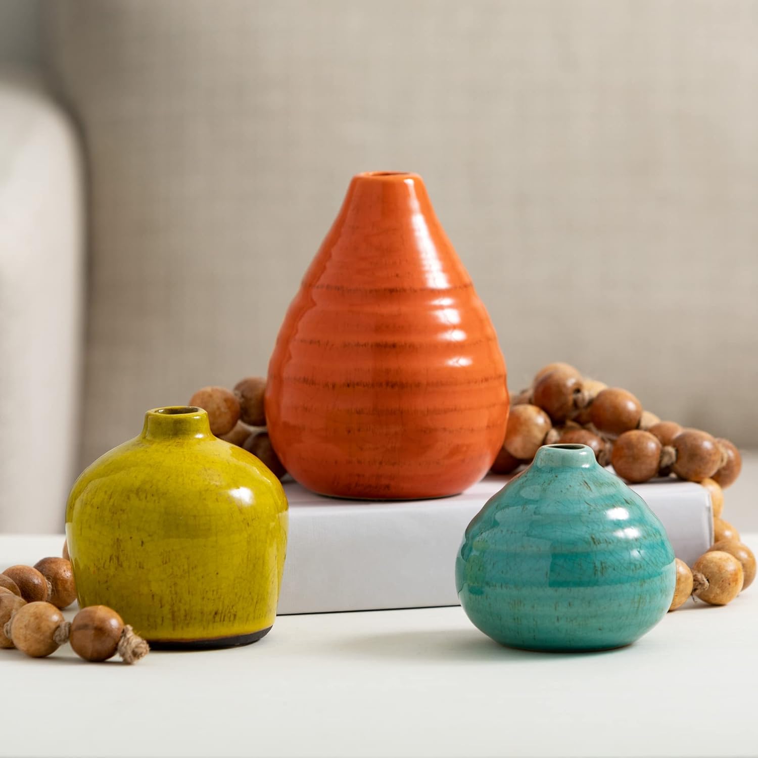 Ceramic Vase Set, Rustic Home Décor